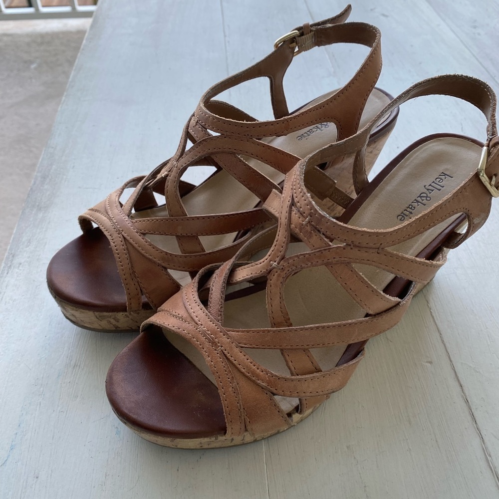 Kelly&Katie tan wedges. Like new. - Picture 2 of 7